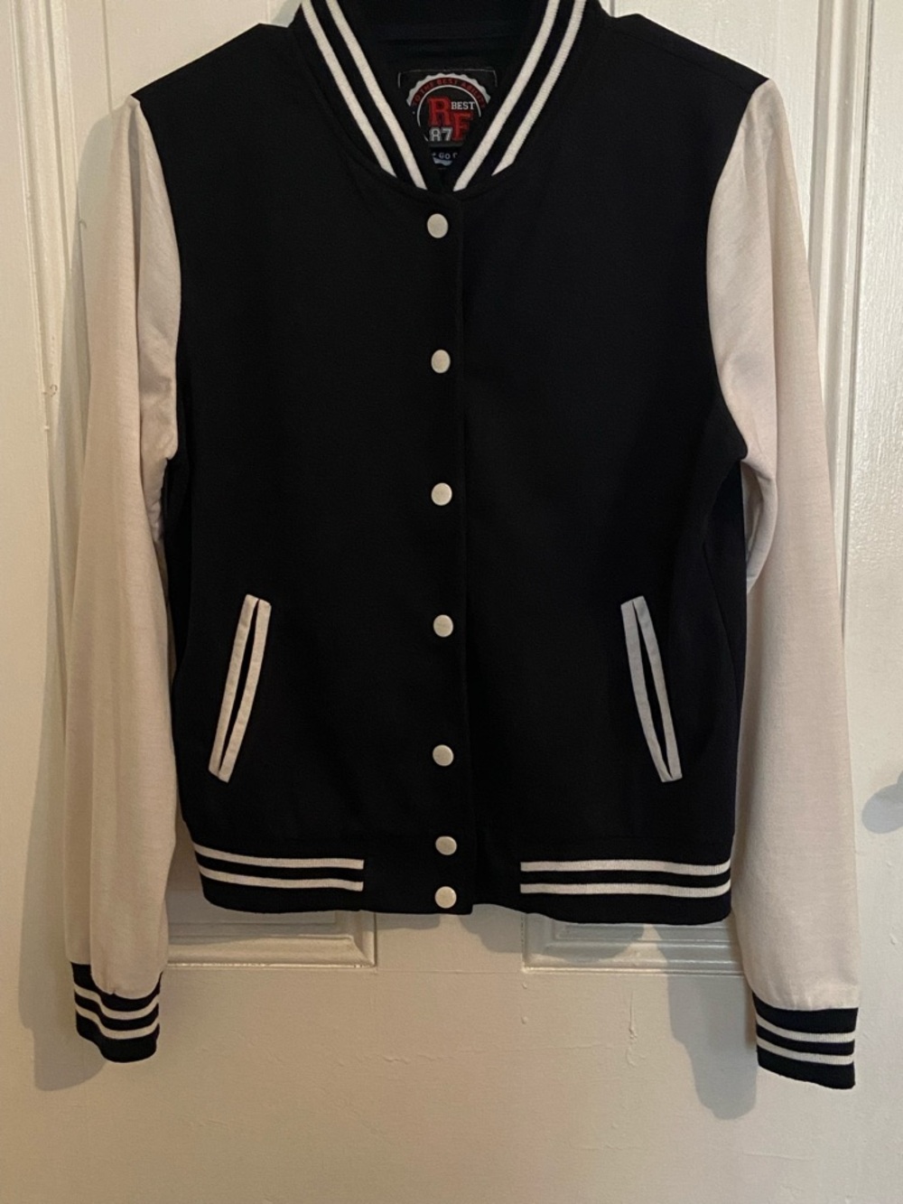 Unbranded Women's Navy Blue and White Varsity Jacket